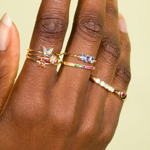 STRAWBERRY SUNSET BUTTERFLY RING FULL LOOK