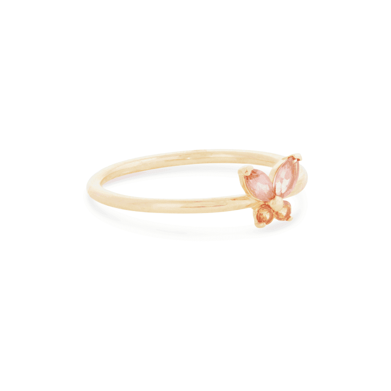 STRAWBERRY SUNSET BUTTERFLY RING SIDE