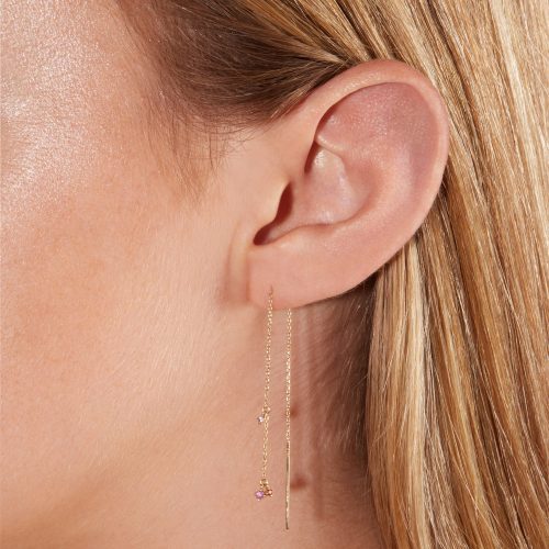 STRAWBERRY SUNSET THREADER EARRING ON BODY