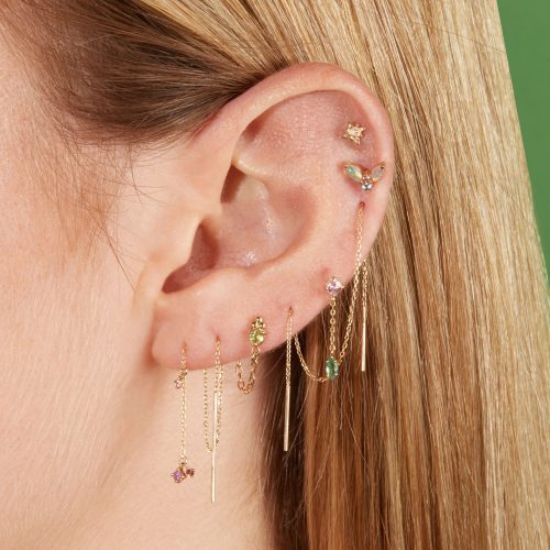 STRAWBERRY SUNSET THREADER EARRING WEAR IT WITH