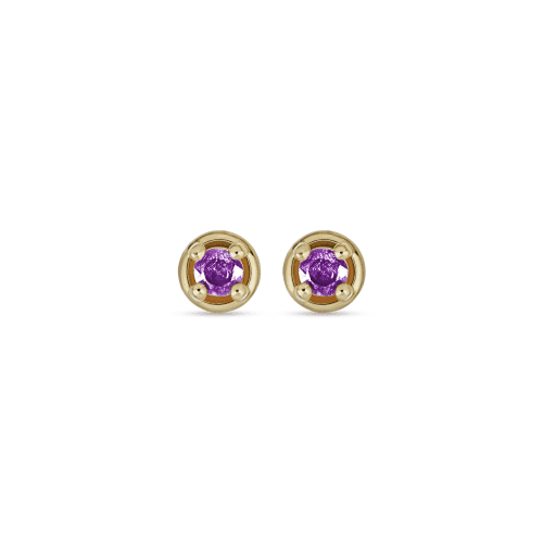 Stone and Strand 10K Yellow Gold Small Birthstone Bonbon Studs with Amethyst Front Image