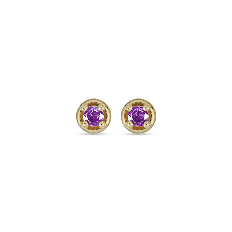 Stone and Strand 10K Yellow Gold Small Birthstone Bonbon Studs with Amethyst Front Image