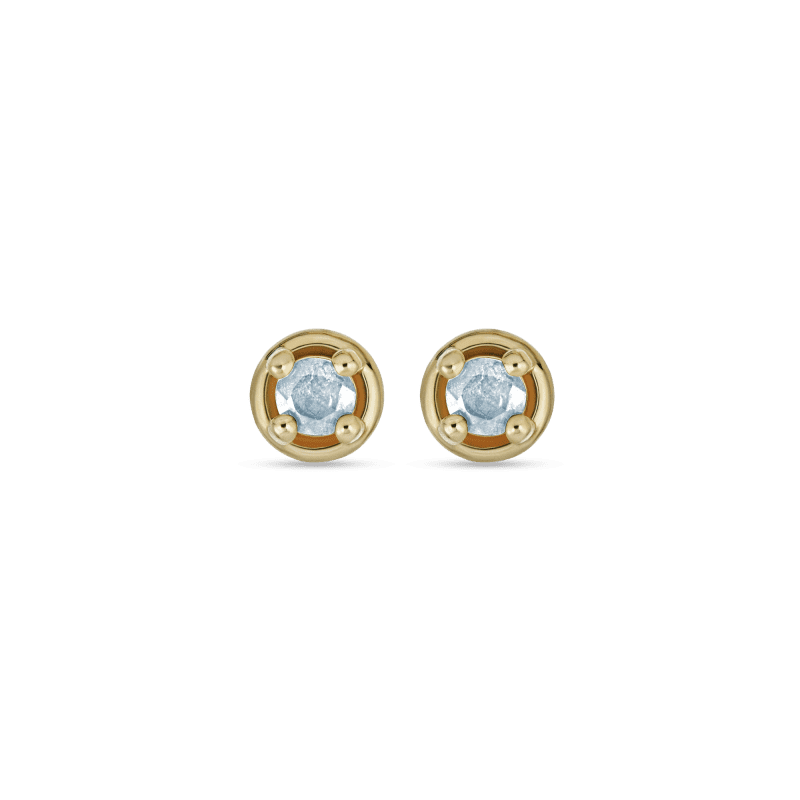 Stone and Strand 10K Yellow Gold Small Birthstone Bonbon Studs with Aquamarine Front Image