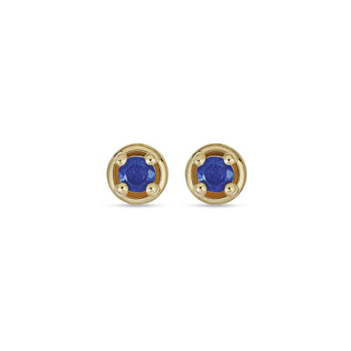 Stone and Strand 10K Yellow Gold Small Birthstone Bonbon Studs with Blue Sapphire Front Image