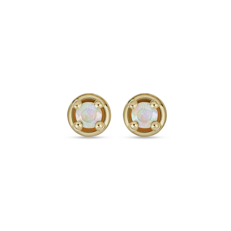 Stone and Strand 10K Yellow Gold Small Birthstone Bonbon Studs with Moonstone Front Image