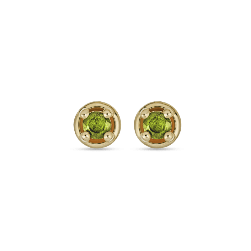 Stone and Strand 10K Yellow Gold Small Birthstone Bonbon Studs with Peridot Front Image