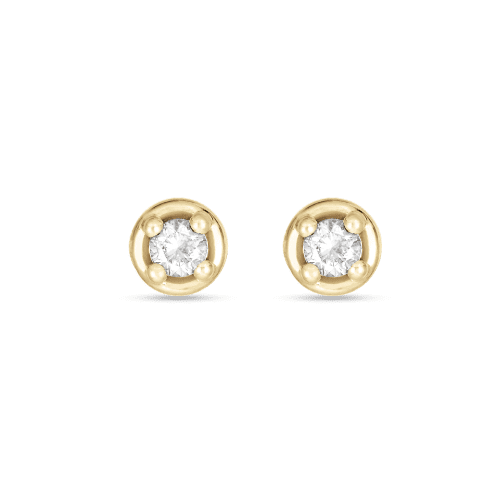 Stone and Strand 10K Yellow Gold Small Birthstone Bonbon Studs with White Diamond Front Image