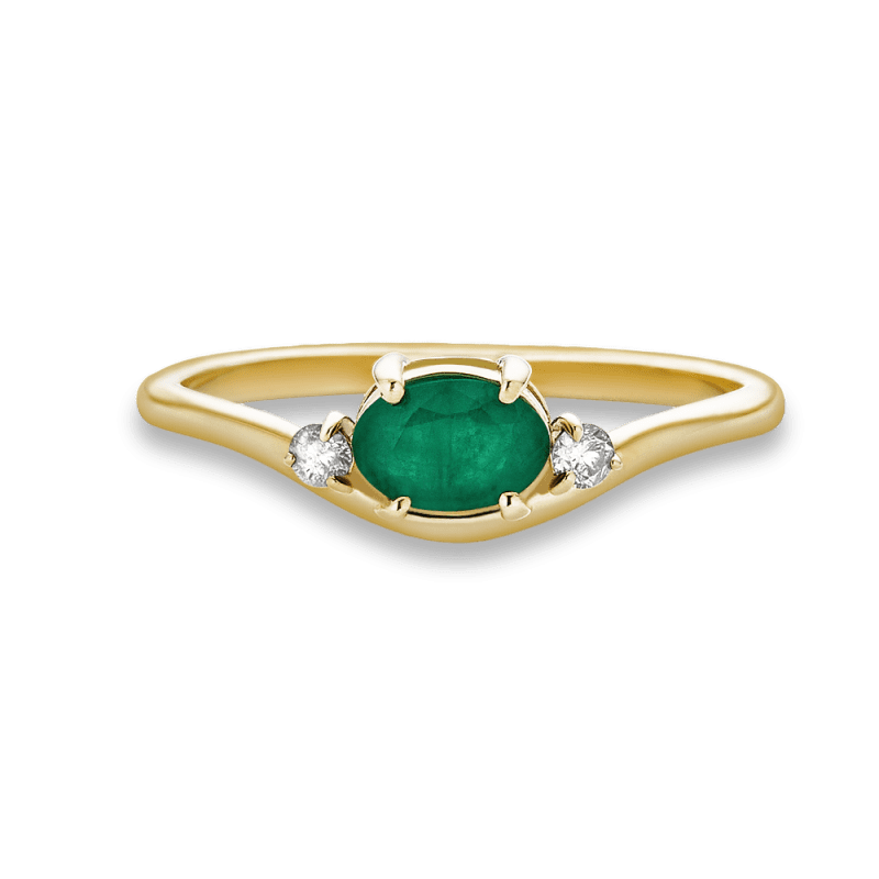 Emerald Diamond Merge Ring