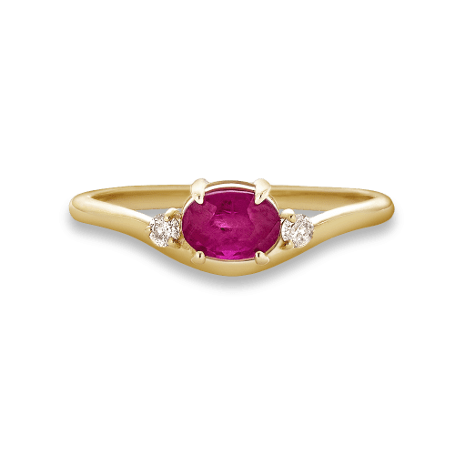 Stone and Strand 10K Yellow Gold Ruby Diamond Merge Ring Front Image