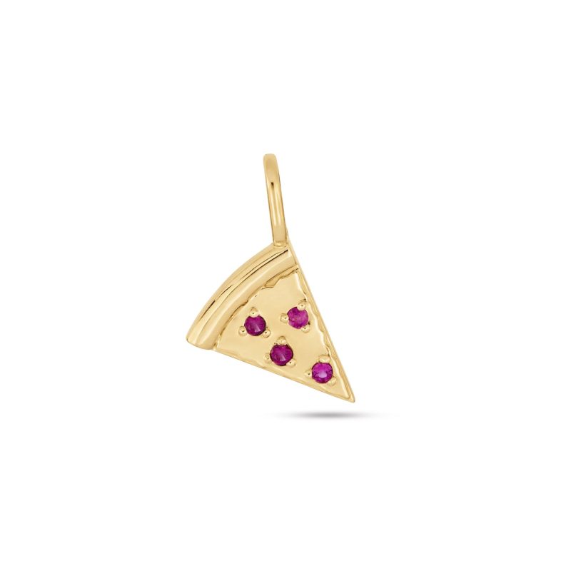 Stone and Strand 10K Yellow Gold Take A Pizza My Heart Charm with Ruby Front Image