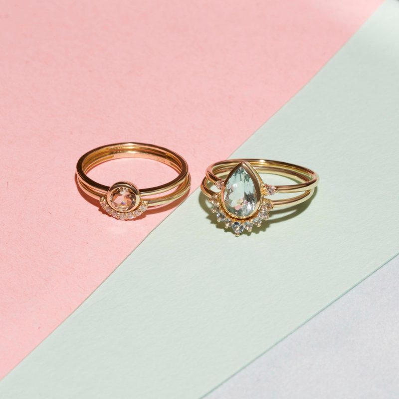 TEARDROP AQUAMARINE RING SET EDITORIAL COLLECTION