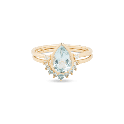 Teardrop Aquamarine Ring Set