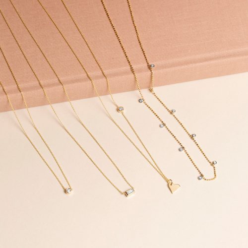 TEENY DANGLING DIAMOND BEAD CHAIN NECKLACE EDITORIAL COLLECTION