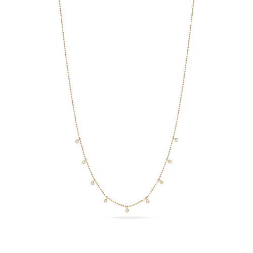 TEENY DANGLING DIAMOND BEAD CHAIN NECKLACE FRONT 2