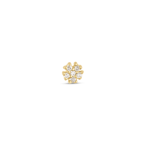 Stone and Strand 14K Yellow Gold Tiny Diamond Flower Stud Front Image