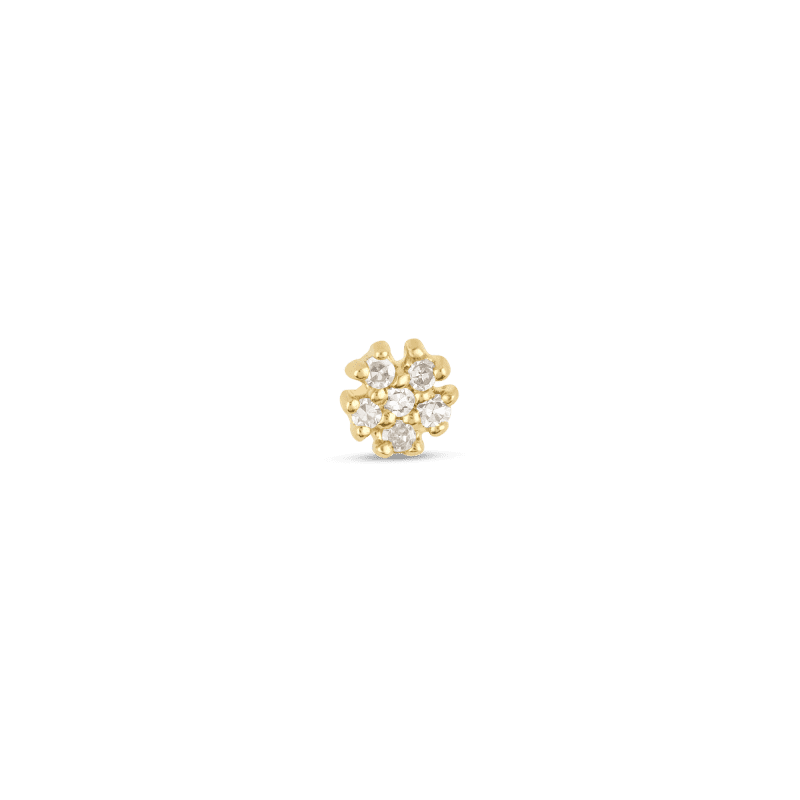 Stone and Strand 14K Yellow Gold Tiny Diamond Flower Stud Front Image