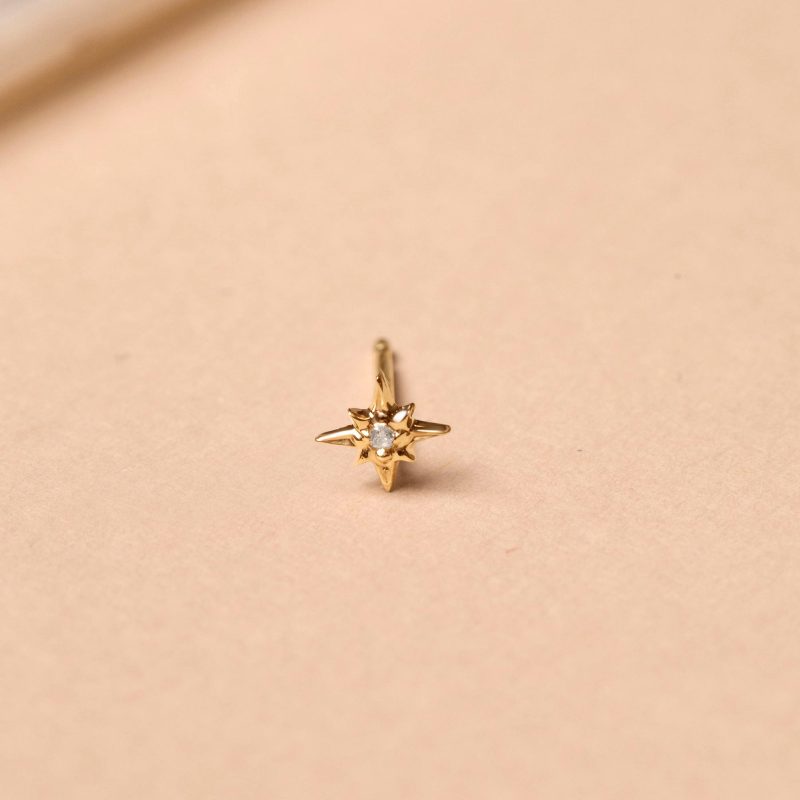 TEENY DIAMOND GOLD NORTH STAR STUD EDITORIAL