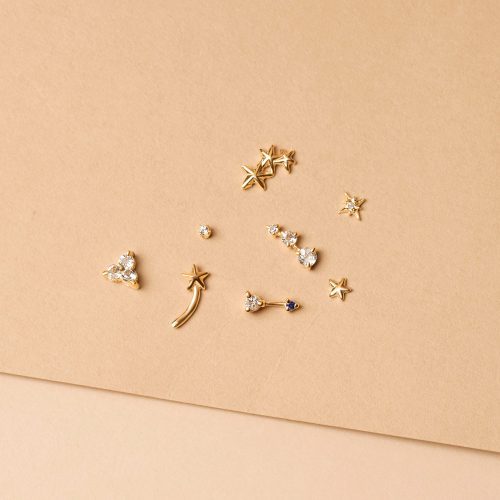 TEENY DIAMOND GOLD NORTH STAR STUD EDITORIAL COLLECTION 1