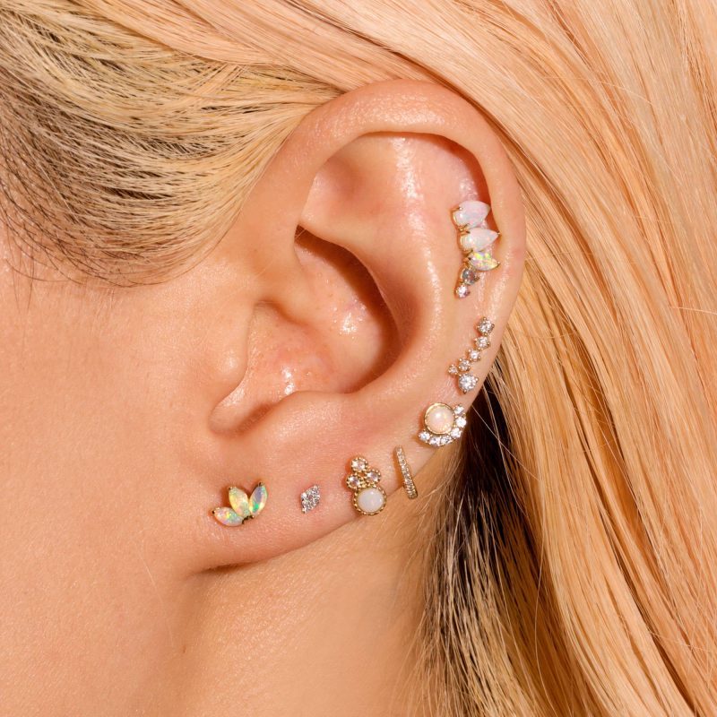 TEENY PAVE DIAMOND SHAPE STUD EARRING WEAR IT WITH