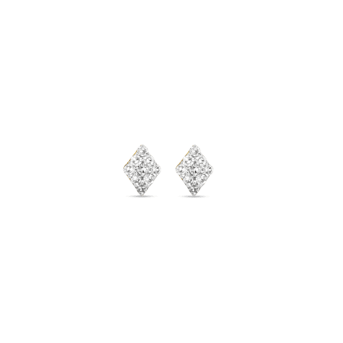 Stone and Strand 14K Yellow Gold Teeny Pave Diamond Shape Stud Earring Pair Front Image