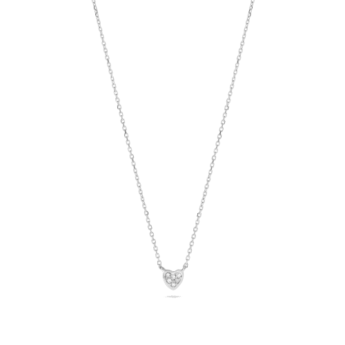 Stone and Strand 14K White Gold Teeny Pave Heart Necklace Front Image