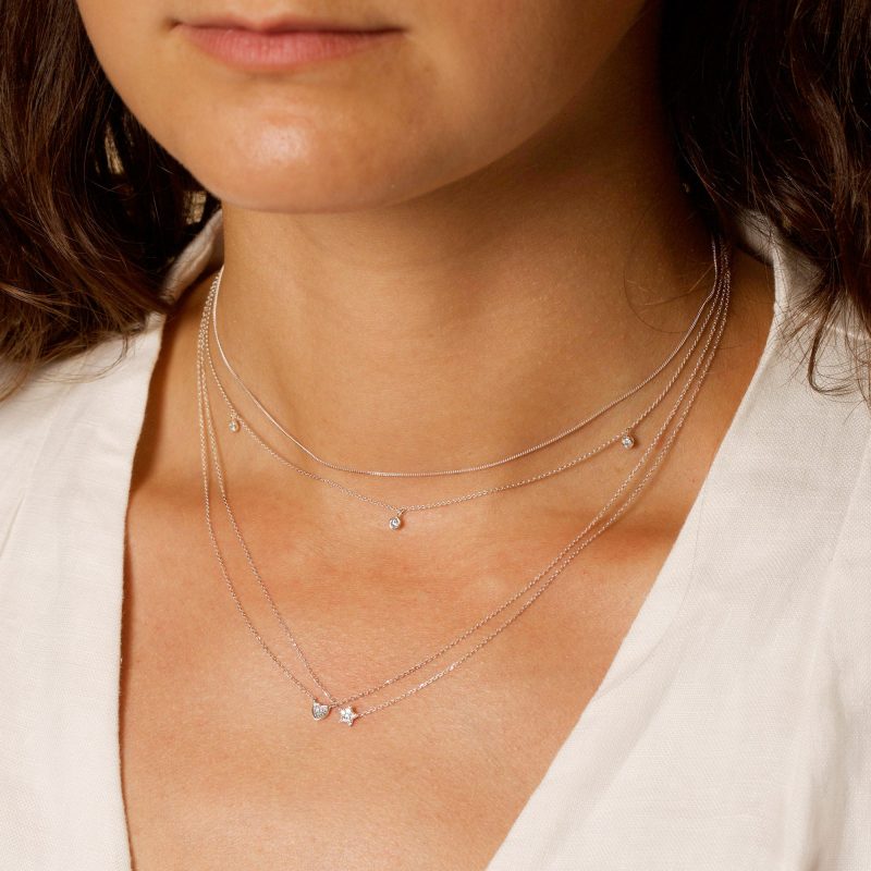 TEENY PAVE HEART NECKLACE WEAR IT WITH