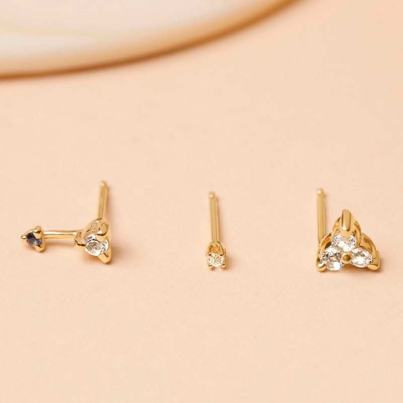 TEENY WHITE TOPAZ STUD EDITORIAL COLLECTION 1