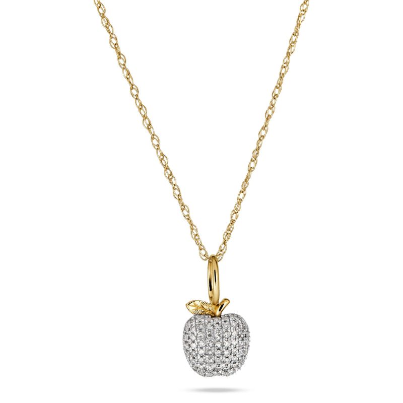 Stone and Strand 10K Yellow Gold The Pave Big Apple Diamond Necklace Close Up Image