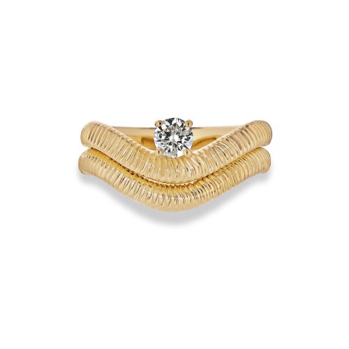 Stone and Strand 14K Yellow Gold The Tina Diamond Ring Set Front Image