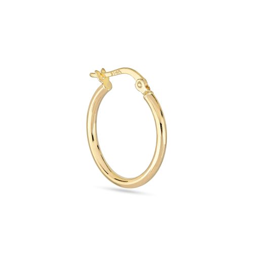 Stone and Strand 14K Yellow Gold Thin Gold Hoops 15mm Side Image