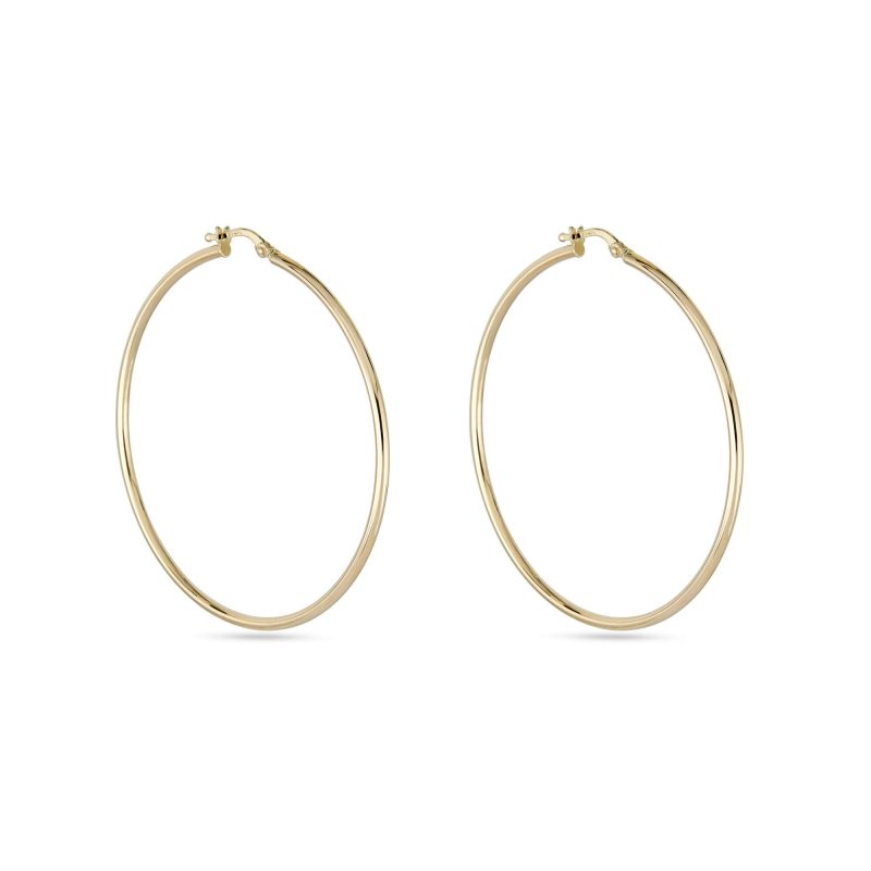 THIN GOLD HOOPS 50MM PAIR SIDE