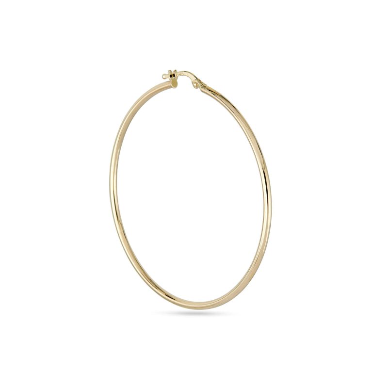 Stone and Strand 14K Yellow Gold Thin Gold Hoops 50mm Side Image