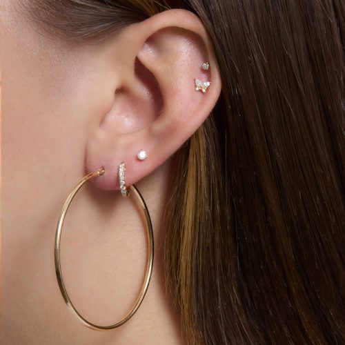 THIN GOLD HOOPS 50MM WEAR IT WITH