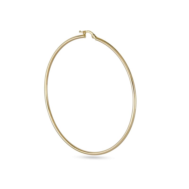 Stone and Strand 14K Yellow Gold Thin Gold Hoops 65mm Side Image