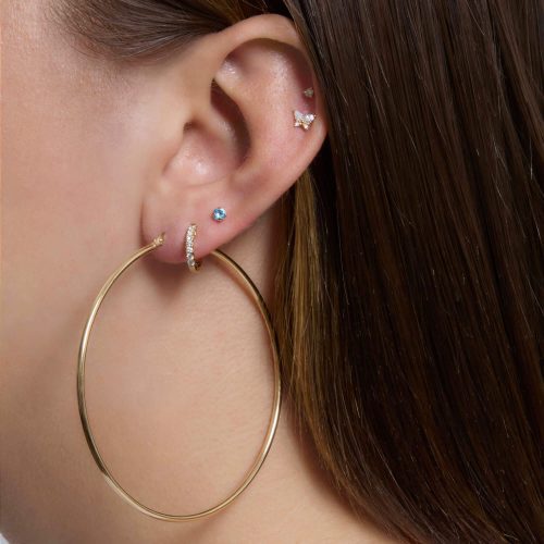 THIN GOLD HOOPS 65MM WEAR IT WITH