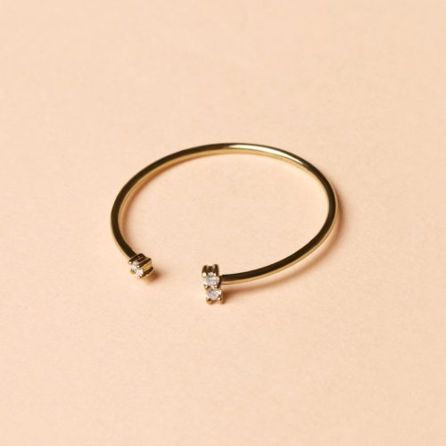 THREE DIAMOND OPEN CUFF RING EDITORIAL