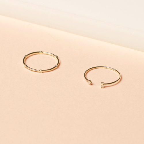 THREE DIAMOND OPEN CUFF RING EDITORIAL COLLECTION