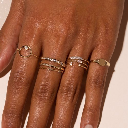 THREE DIAMOND OPEN CUFF RING ON BODY 1