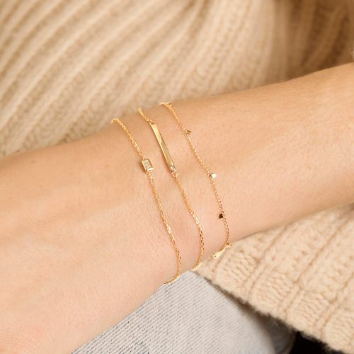 TINY BAGUETTE DIAMOND BRACELET FULL LOOK