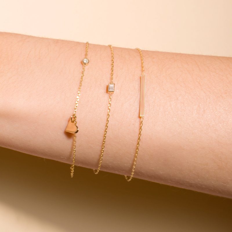 TINY BAGUETTE DIAMOND BRACELET ON BODY