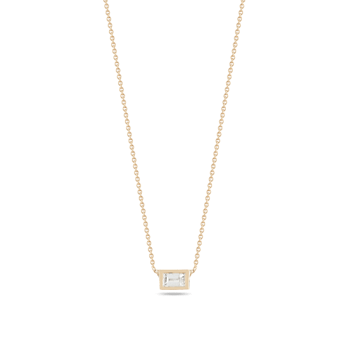 Tiny Baguette Diamond Necklace