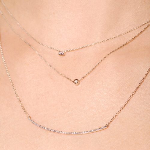 TINY BAGUETTE DIAMOND NECKLACE WEAR IT WITH