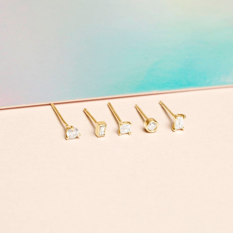 TINY BAGUETTE DIAMOND STUD EDITORIAL COLLECTION