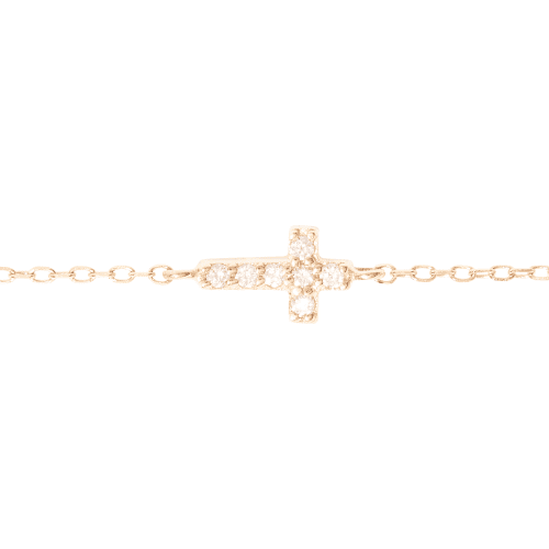 TINY DIAMOND CROSS BRACELET FRONT 2