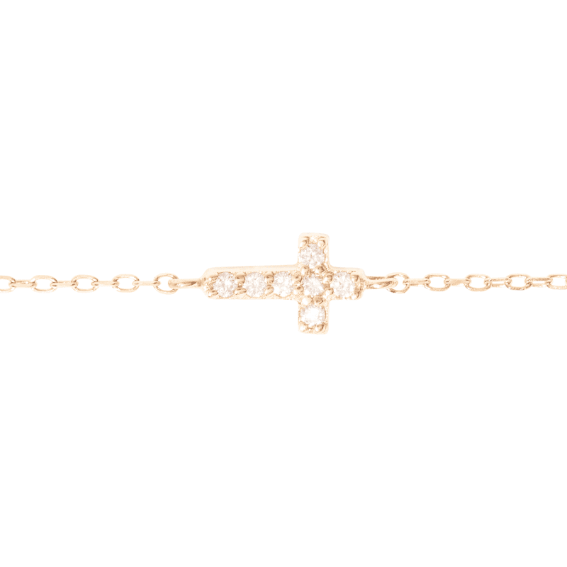 TINY DIAMOND CROSS BRACELET FRONT 2