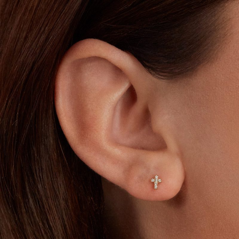 TINY DIAMOND CROSS STUDS ON B