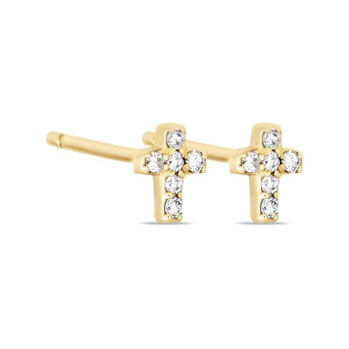 TINY DIAMOND CROSS STUDS SIDE