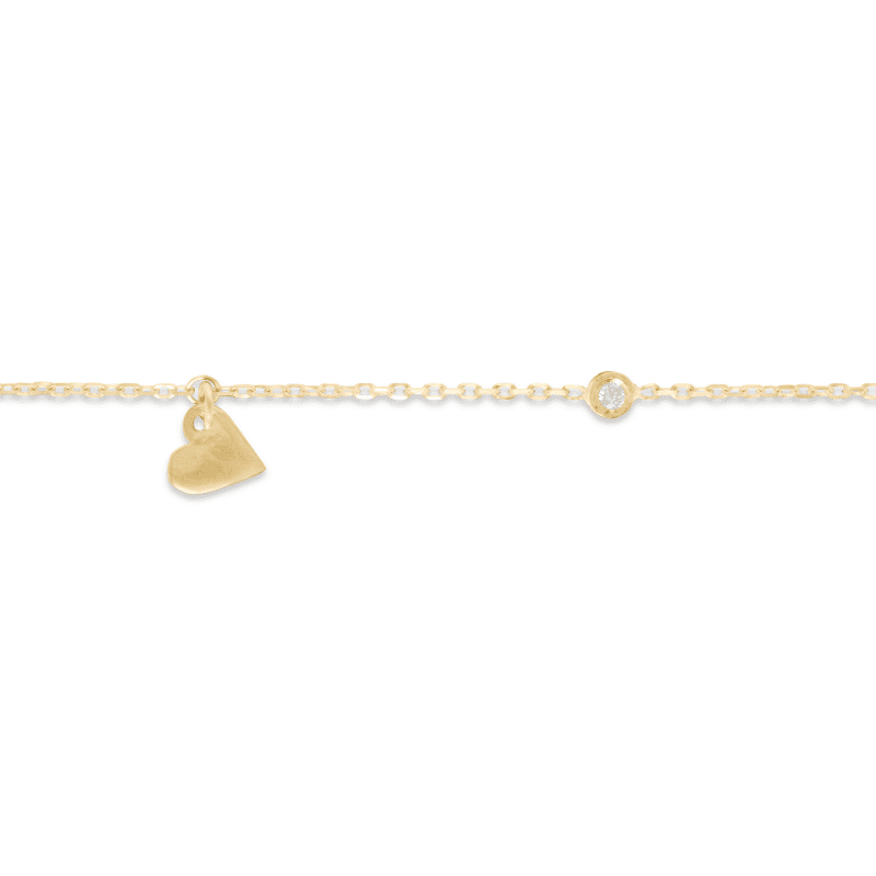 TINY DIAMOND HEART CHARM BRACELET FRONT 2