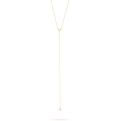 Stone and Strand 14K Yellow Gold Tiny Diamond Lariat Necklace Front Image