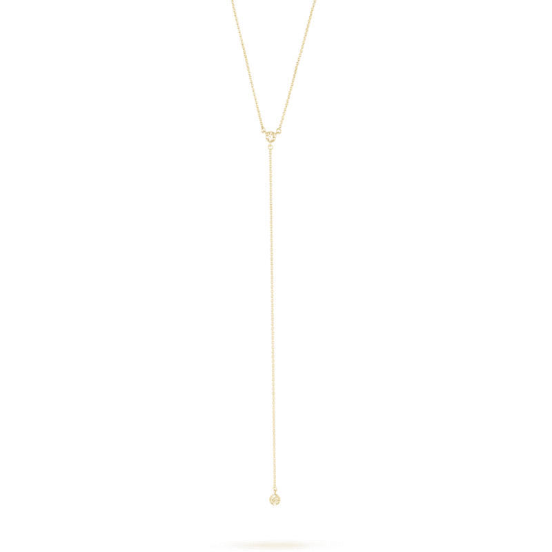 Stone and Strand 14K Yellow Gold Tiny Diamond Lariat Necklace Front Image